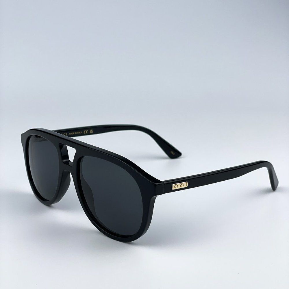 NEW Gucci GG1320S 004 Black Grey Pilot Unisex Sunglasses - Picture 9 of 13